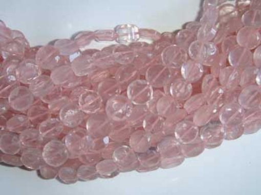 Rose Qtz Faceted Flat Coin