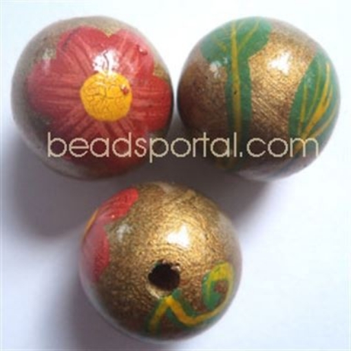  Wooden Painted Beads