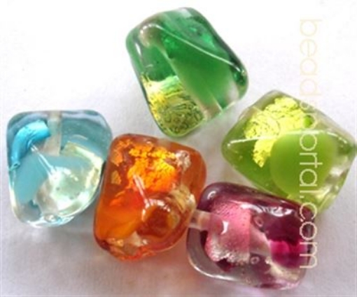 Picture of Lampwork Silver Foil Beads.