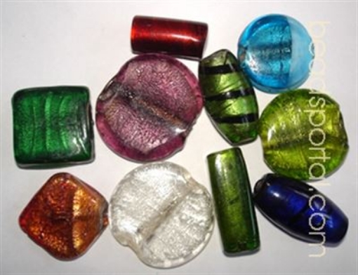 Lampwork Silver Foil Beads.