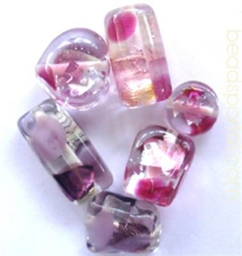 Lampwork Silver Foil Beads.