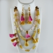Fashion Necklace, 3 Line gemstone beads necklace