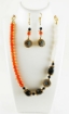 Carnelian Beads, White Agate Tumble and Green Tumble Necklace Set