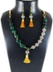 Green Aventurine Tumbles and Beads with Bali Beads Necklace Set