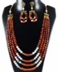 Goldstone Gemstone 4 line Necklace and Earrings Set