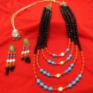 4 Line Gemstone Beads Necklace and Earrings Set