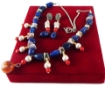 Blue Agate Tumble & Red Coral Beads Necklace Set