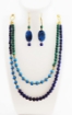 2 Line Gemstone Beads Necklace & Earrings Set