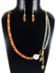 Carnelian and Citrine Gemstone Beads Necklace Set