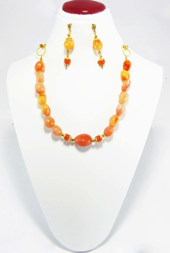 Carnelian Tumble & Gemstone Beads Necklace Set