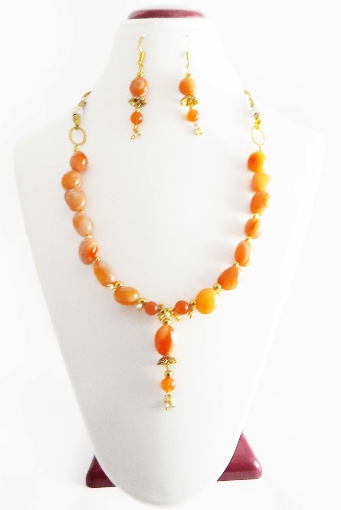 Carnelian Gemstone Tumble Beads Necklace