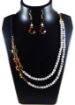 Howlite & Black Onyx Gemstone Beads Two Lines Necklace Set