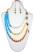 Three Line Rose Quartz, Carnelian, Yellow Aventurine and Turquoise Necklace Set