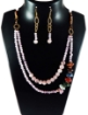 Rose Quartz Two Line Gemstone Stone Beads Necklace Set