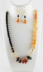 Black Stone Gemstone Beads & Carnelian Tumble Necklace Set