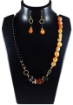 Black Stone Gemstone Beads & Carnelian Tumble Necklace Set