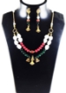 Green Aventurine & Red Coral Gemstone Beads Necklace Set