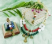 Green Aventurine & Red Coral Gemstone Beads Necklace Set