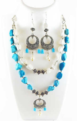 Tumble Beads Necklace and Earrings Set