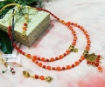 Carnelian and Red Coral Gemstone Beads with Pendant Necklace