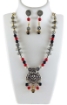 Metal Beads with Metal Pendant and Gemstone Beads Necklace Set