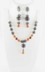 Metal  Beads with Carnelian & Goldstone Gemstone Beads Necklace Set