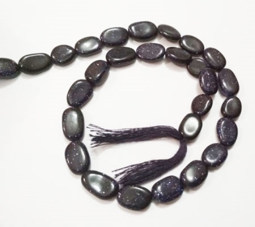 Blue Goldstone Oval Beads