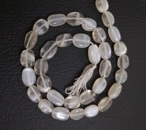 White Moonstone Oval Beads