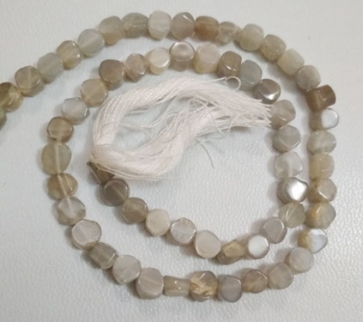 Grey Moonstone Coin Beads