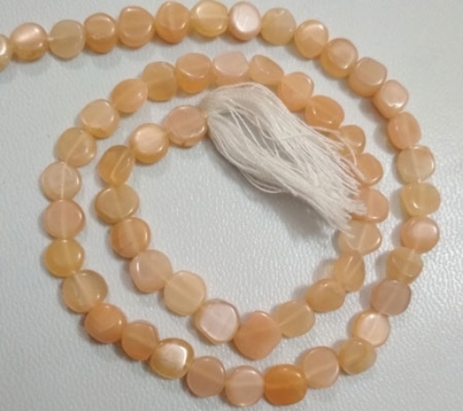 Peach Moonstone Coin Beads