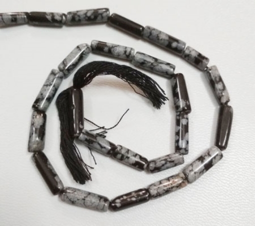 snowflake Obsidian tube beads