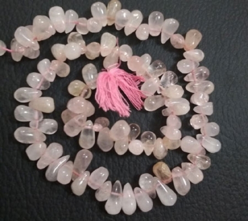 Rose Quartz side drilled drop beads