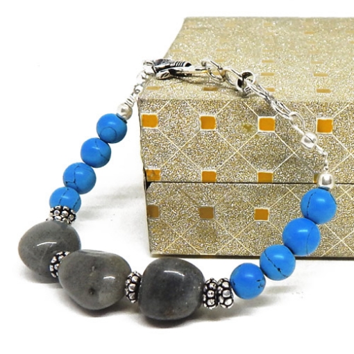 Sodalite Tumble & Turquoise Beads Bracelet