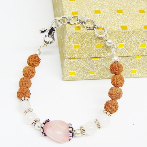 Rose Quartz & Rudraksha Beads Bracelet