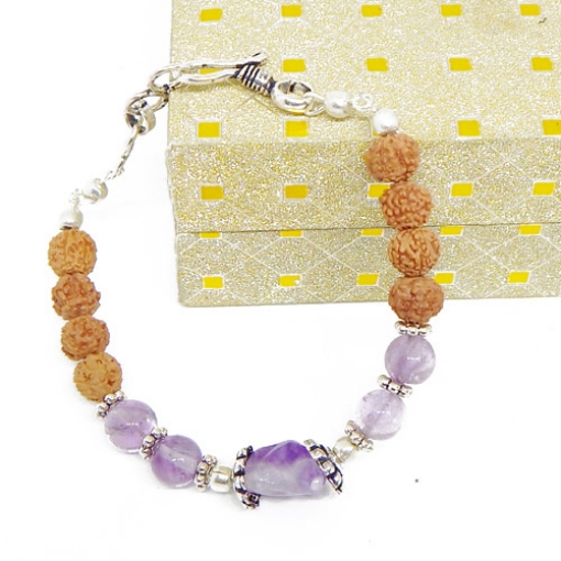 Amethyst Beads & Rudraksha Beads Bracelet