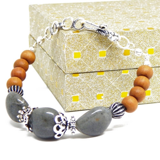 Sodalite Tumble & White Sandal Wood Bracelet