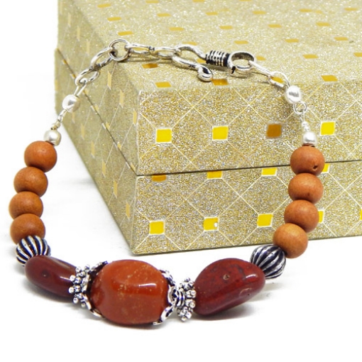 Red Jasper & White Sandal Wood Bracelet