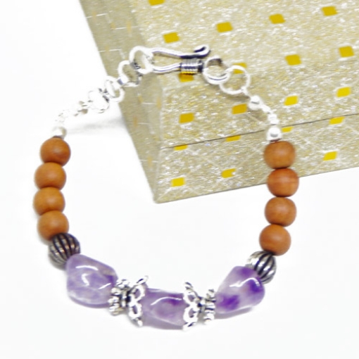 Amethyst & White Sandal Wood Bracelet