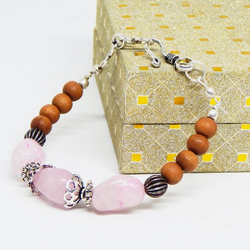 Rose Quartz & White Sandal Wood Bracelet