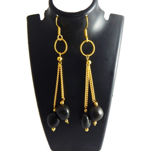 Gemstone Black Agate Tumble Earrings