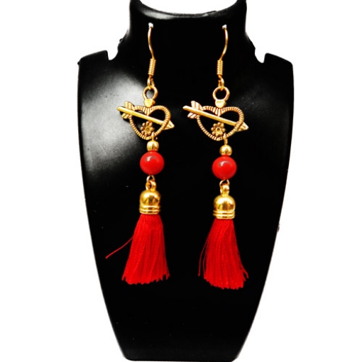 Gemstone & Tassels Fancy Earrings