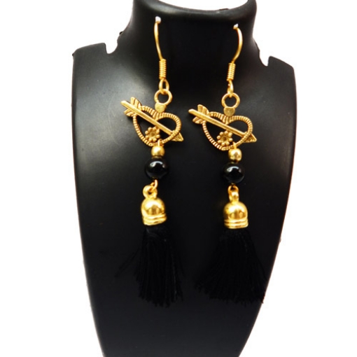 Black Stone Fancy Earrings