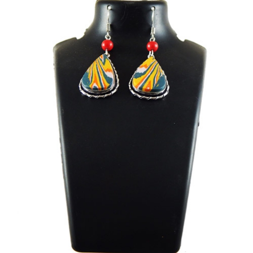 Stone in Metal Bezel Setting Earrings.