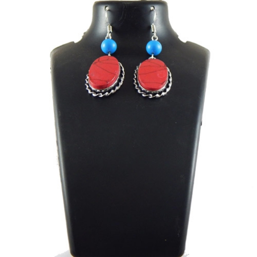 Stone in Metal Bezel Setting Earrings.