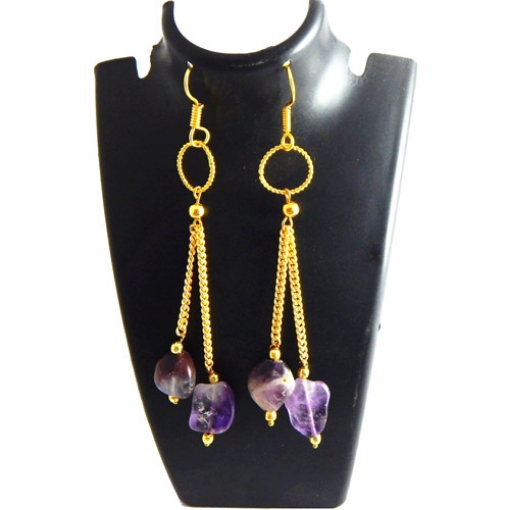 Gemstone Tumble Amethyst Earrings