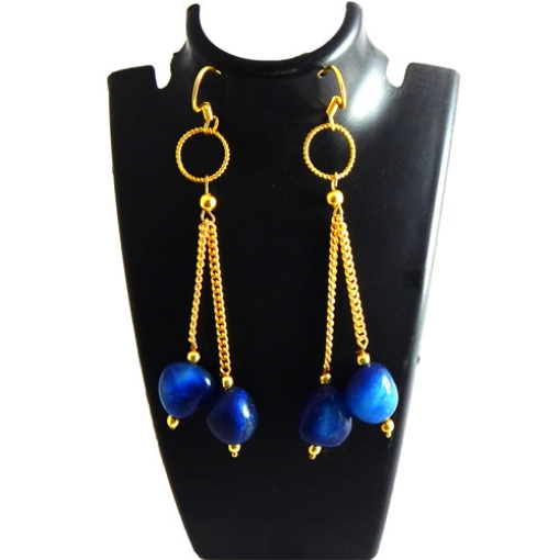 Gemstone Tumble Blue Agate Earrings