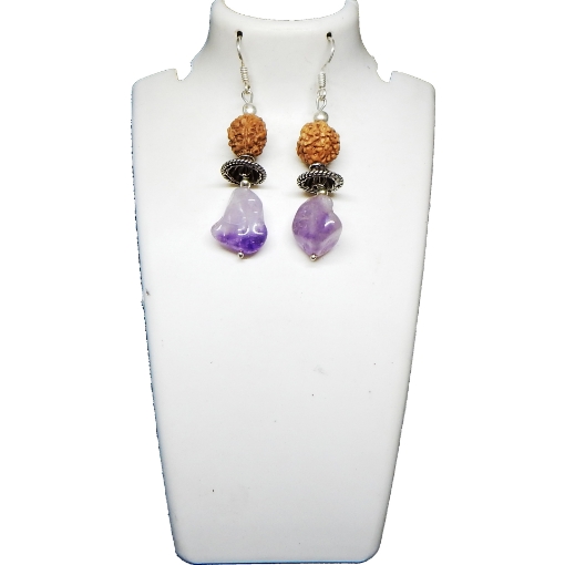 Picture of Rudraksha & Stone Tumble Earring