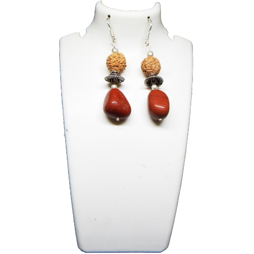 Picture of Rudraksha & Stone Tumble Earring