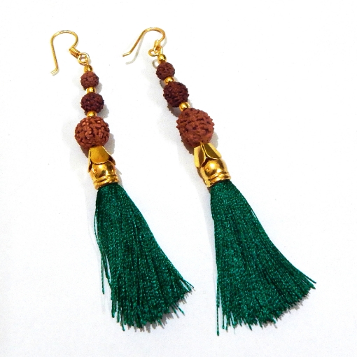 Picture of Rudraksha & Stone Tumble Earring