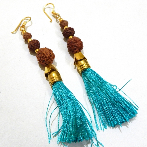 Picture of Rudraksha & Stone Tumble Earring